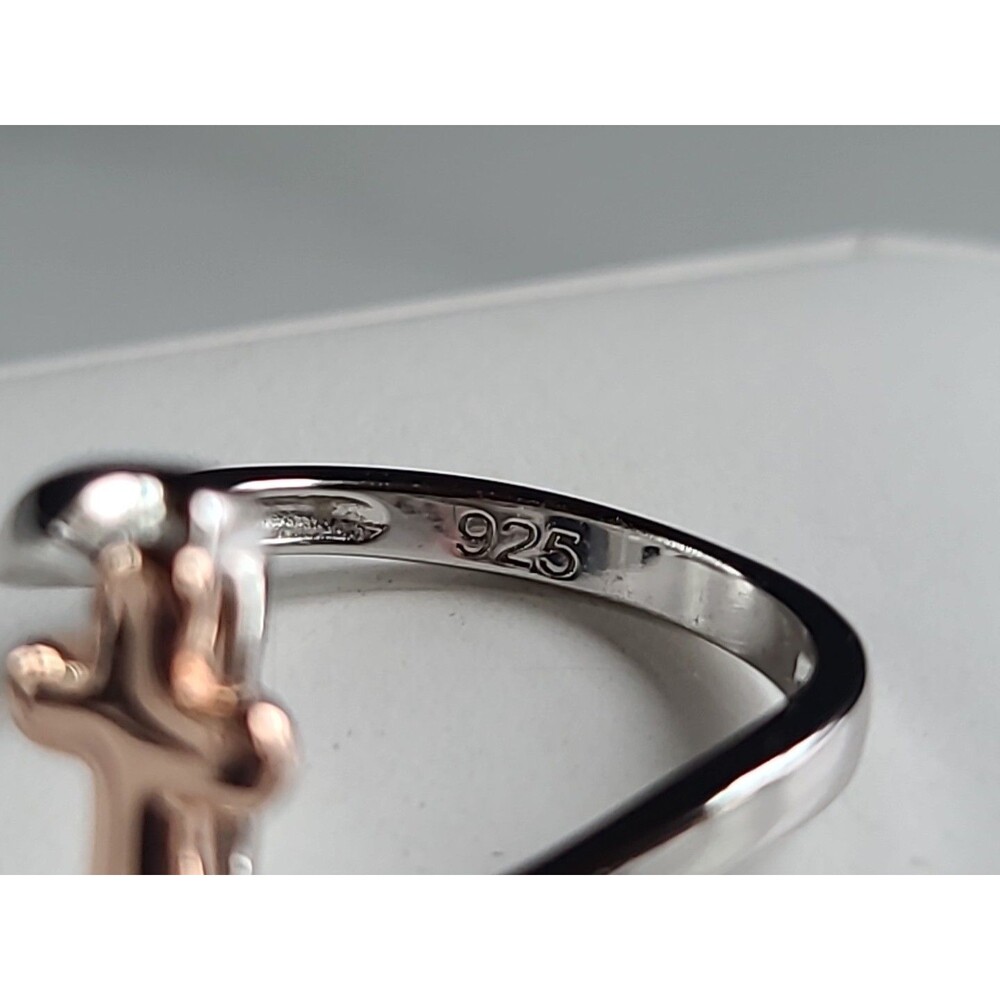 925 Sterling Silver Gold Tone Cross Ring Vintage, SIZE US 6.25 - Picture 6 of 10